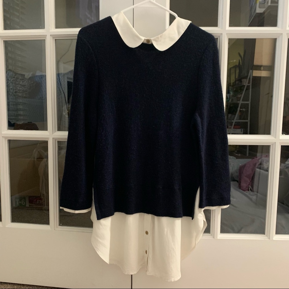 TOPSHOP black and white Long sleeves Twofer Top Size US 10